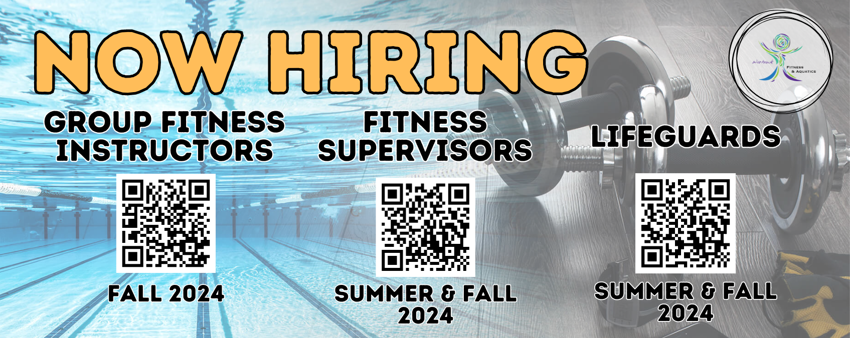 Now hiring for instructors, supervisors, and lifeguards