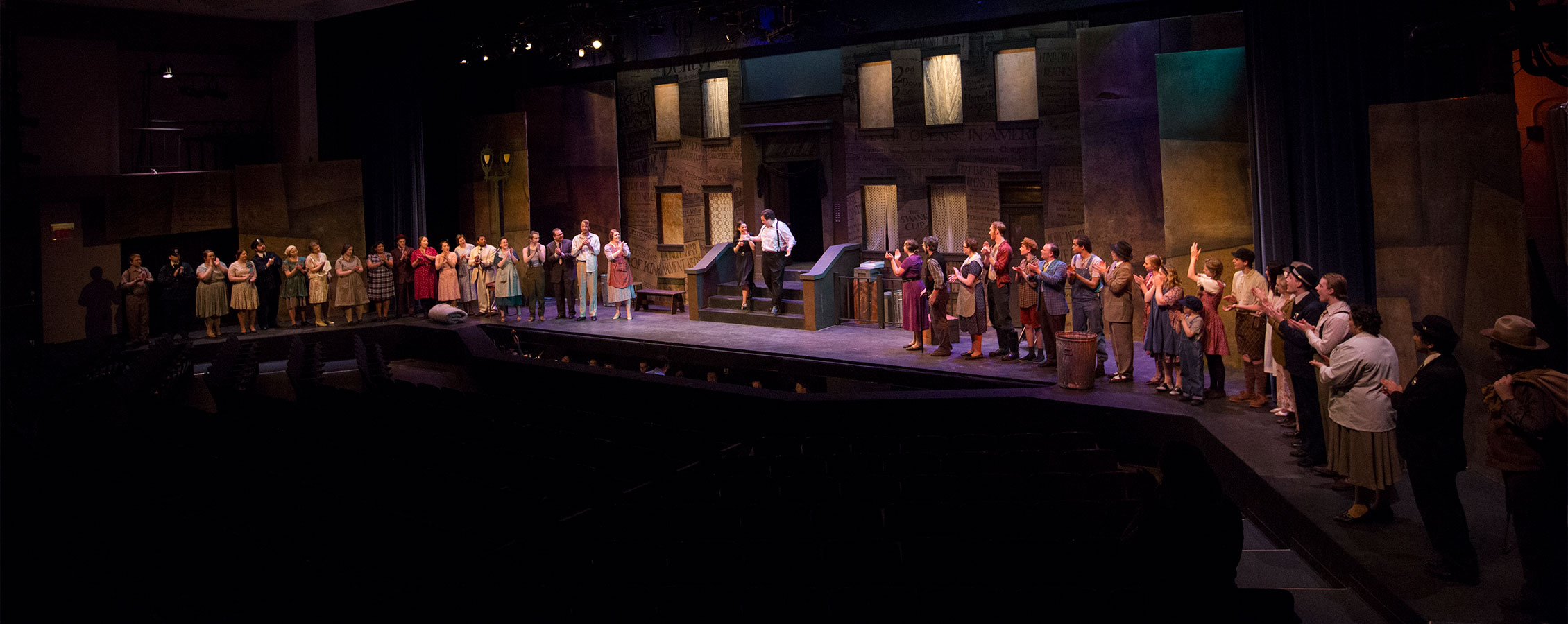 The final scene of a play by performers on the University of Wisconsin Whitewater campus.