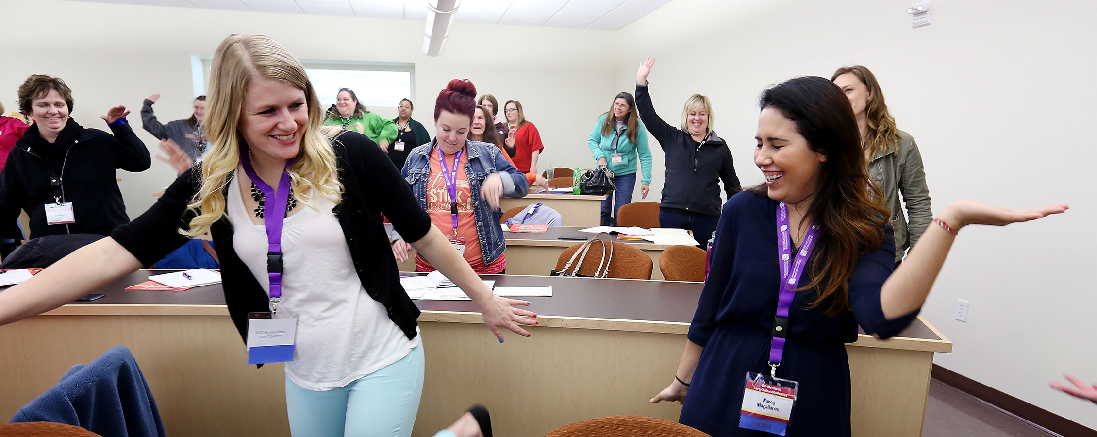 Early childhood teacher in her classroom with students