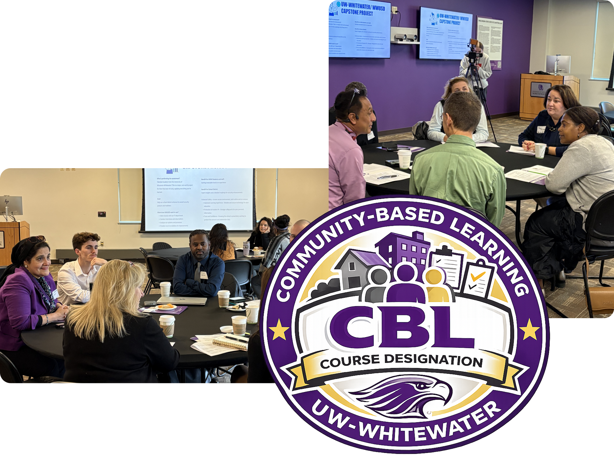 A compilation of three photos featuring the CBL logo and multiple roundtable discussions.