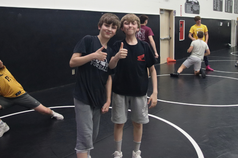 Wrestlers posing for photo