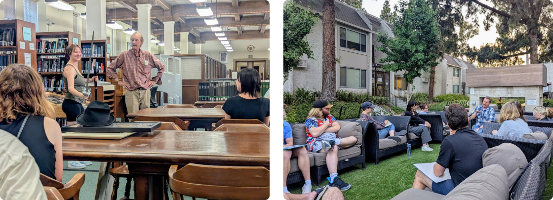 Students in talk sessions with guest lectures