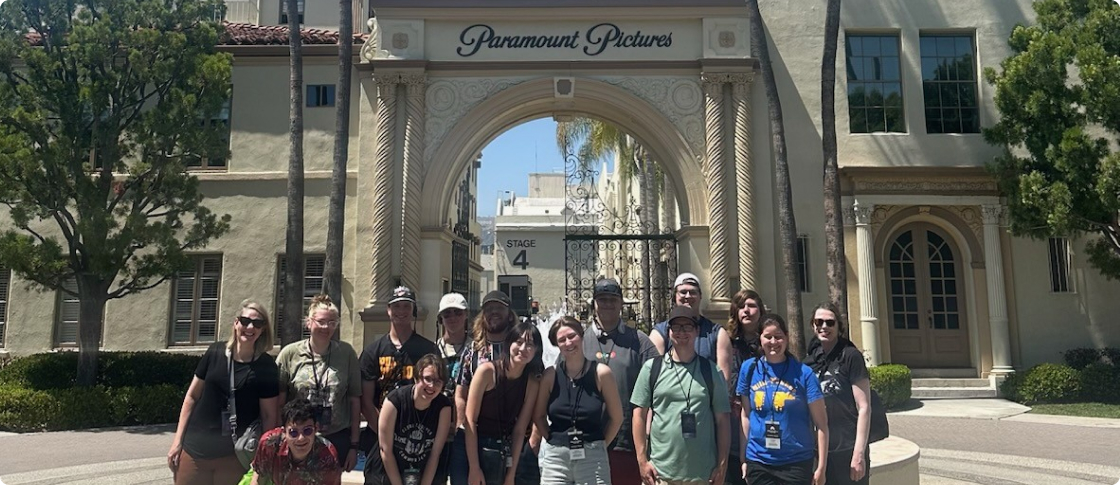 Students in front of paramount pictures