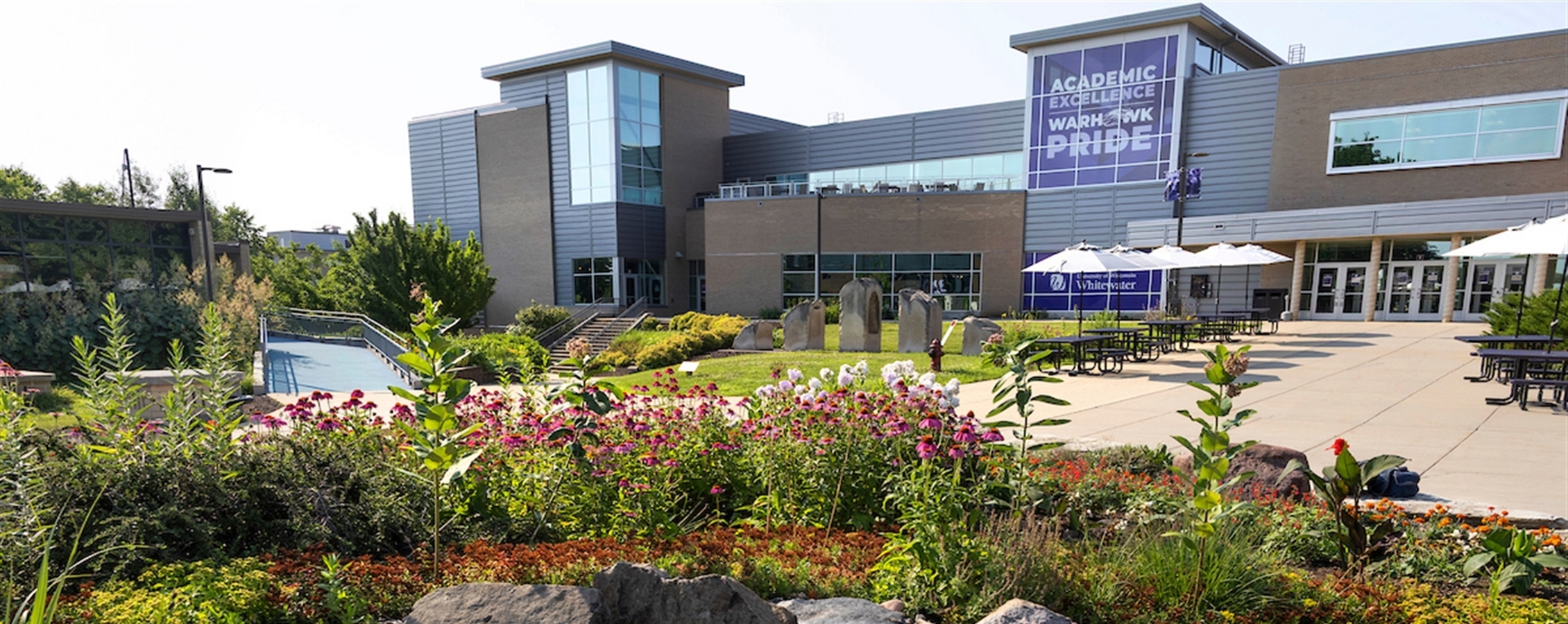 University Center building from the fountain
