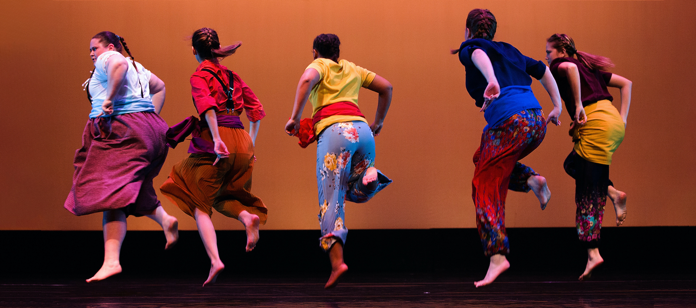 Dance majors performing on stage at University of Wisconsin-Whitewater