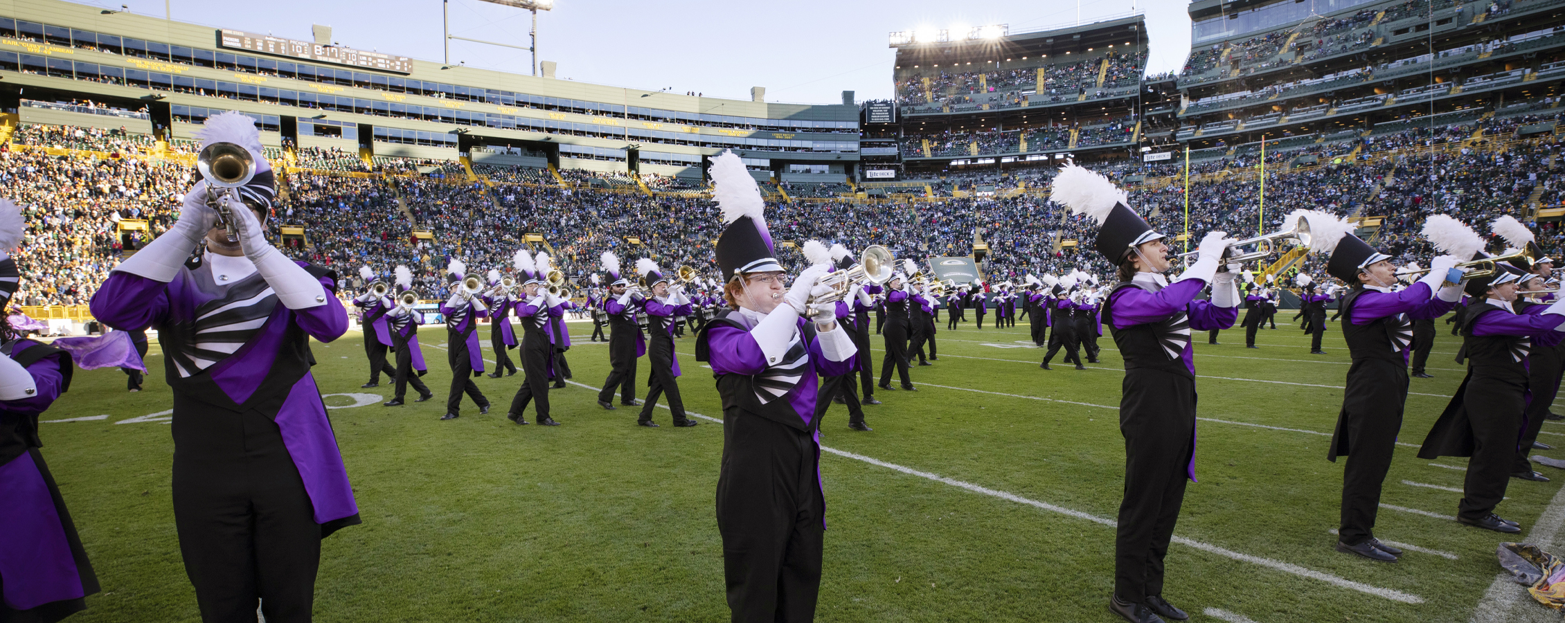 Marching Band formation on the football field.