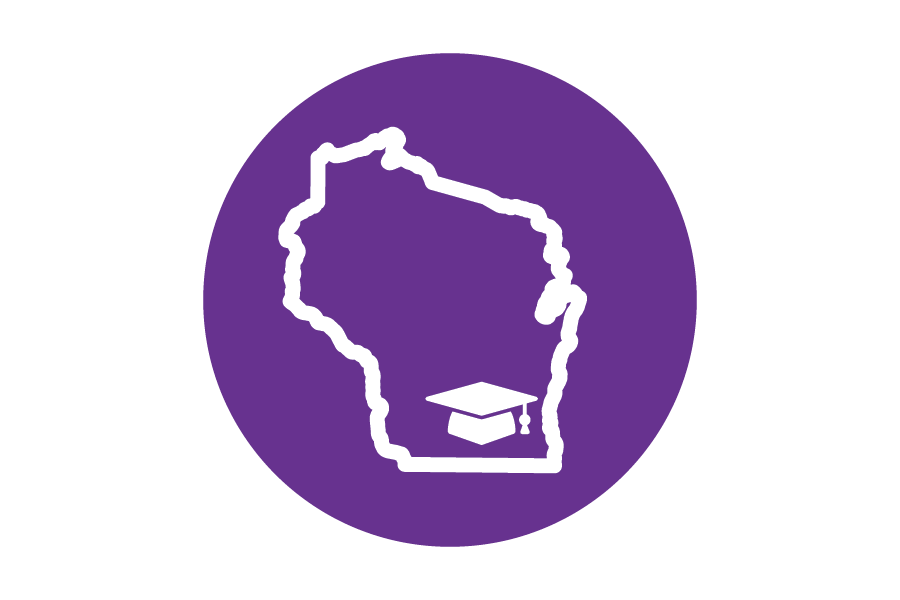 Purple icon of the state of Wisconsin.