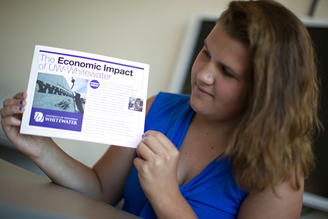 FERC student worker shows a FERC research project deliverable.