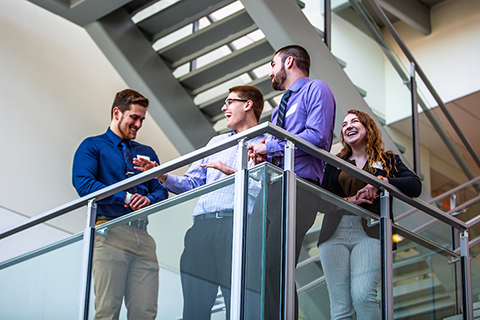 Supply chain majors gather before the Spring 2019 Supply Chain Day event in Hyland Hall.