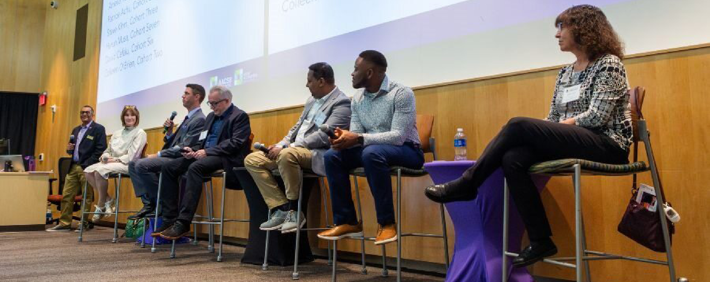 The industry and academic panel gather in Timmerman Auditorium.