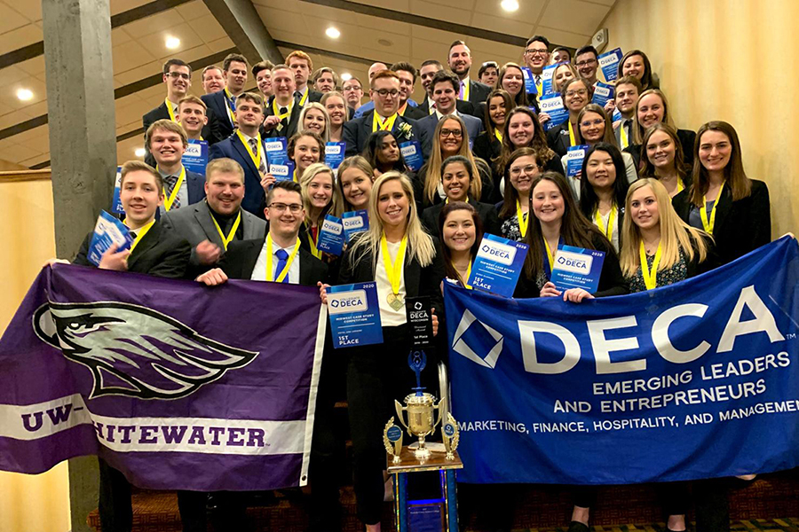 The UW-Whitewater Collegiate DECA chapter earned 150 awards at the 2020 State Conference