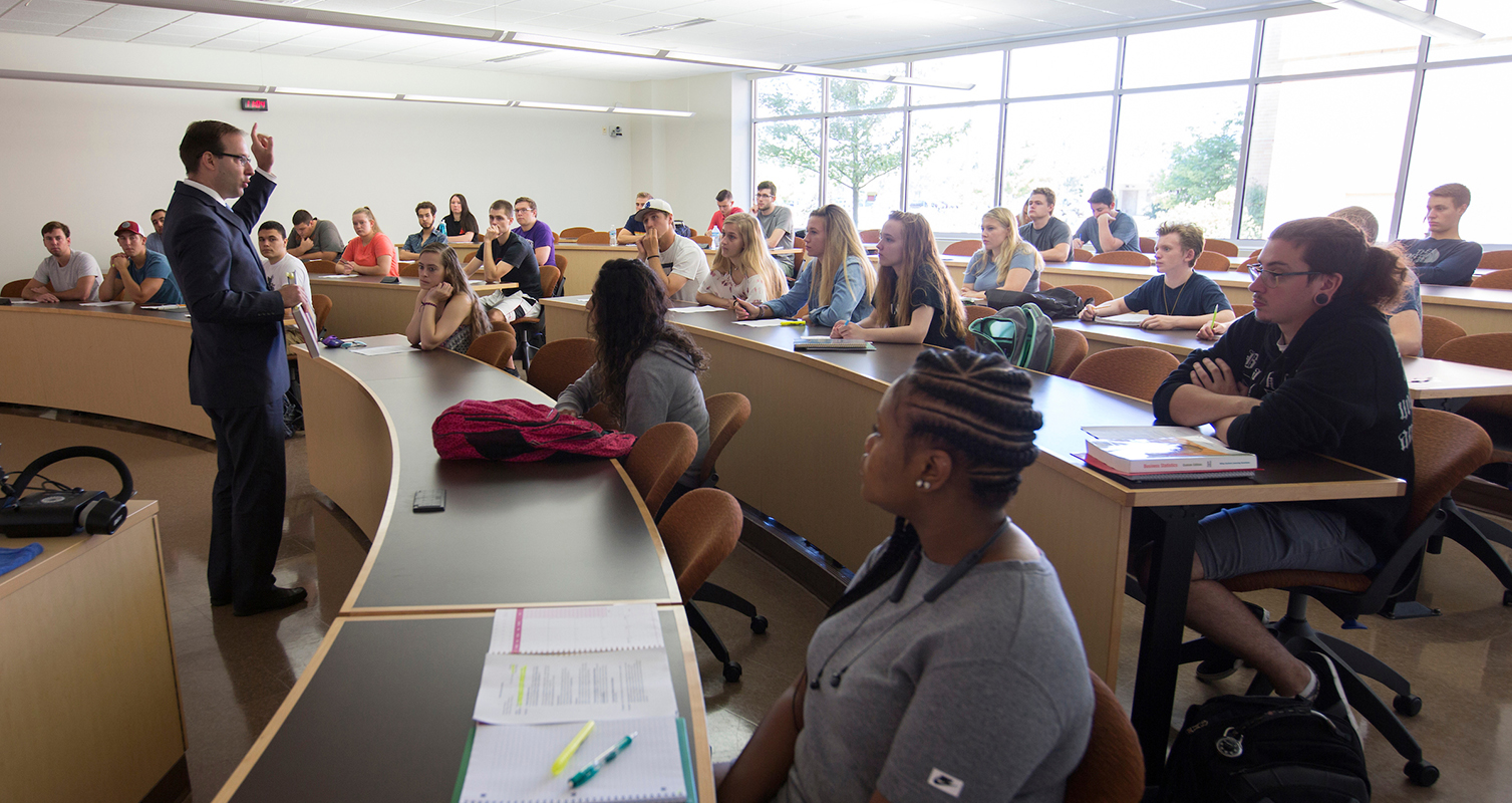 Professor Matthew Winden addresses a classroom