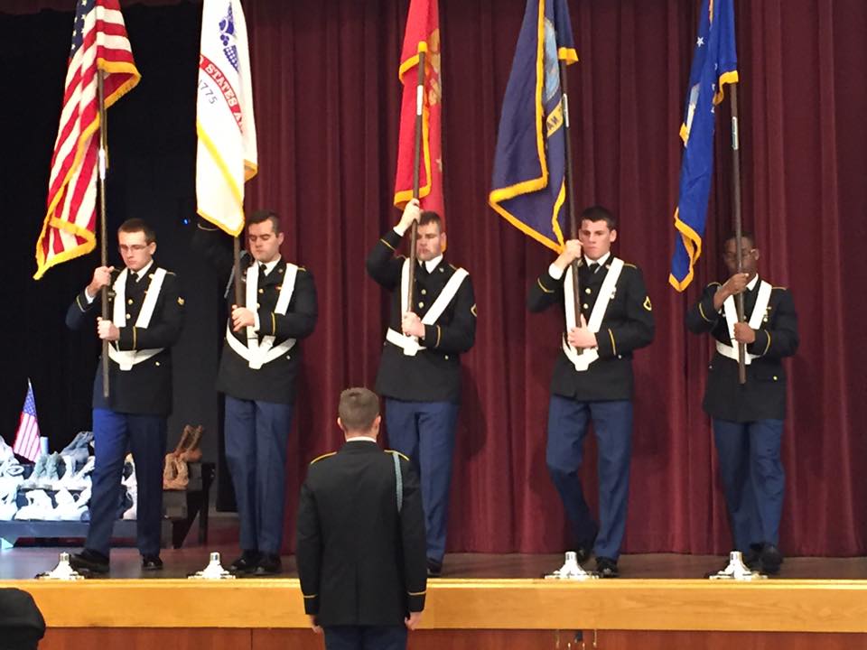 Color Guard presenting colors at Young Auditorium