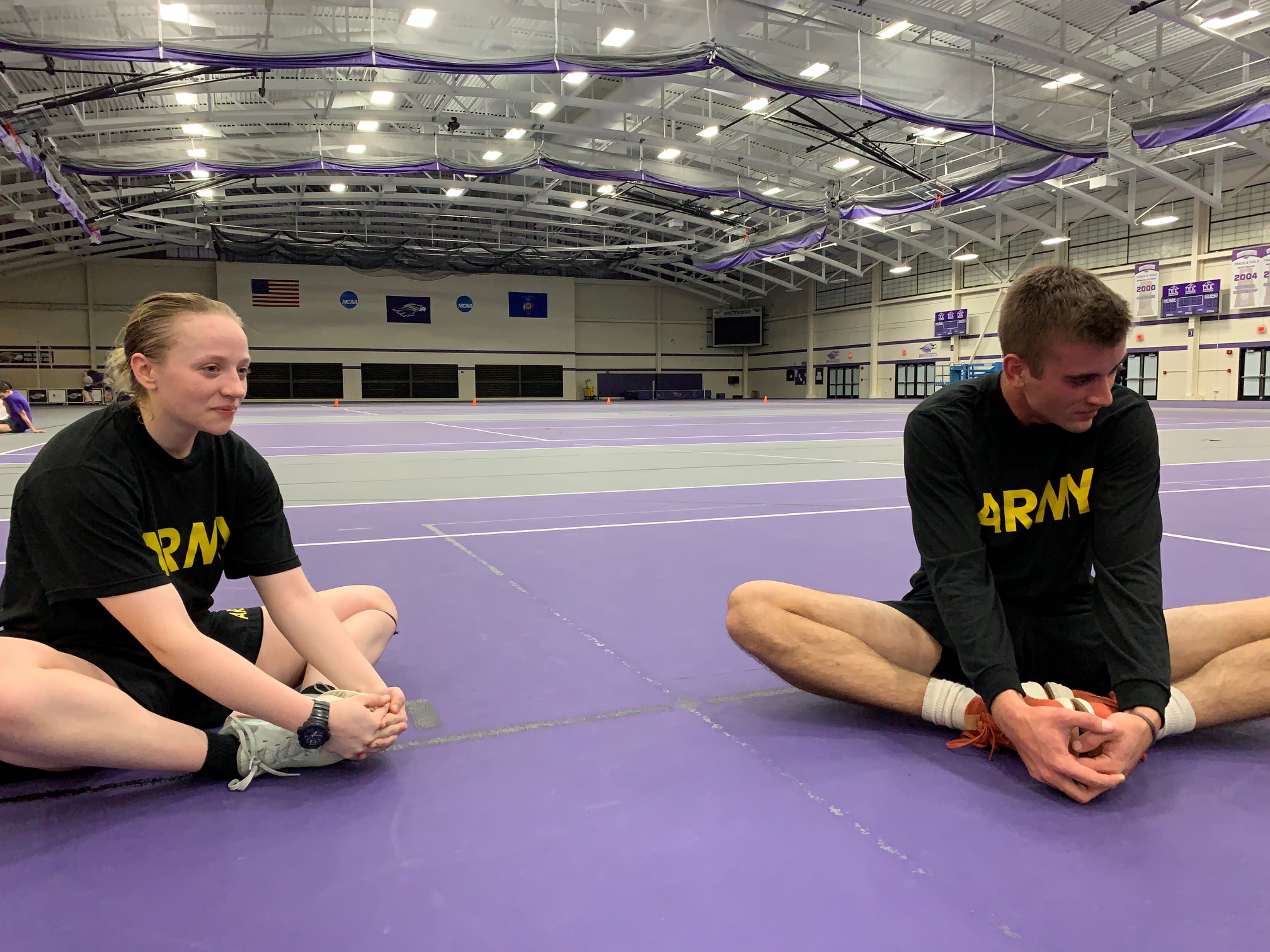 ROTC students streching