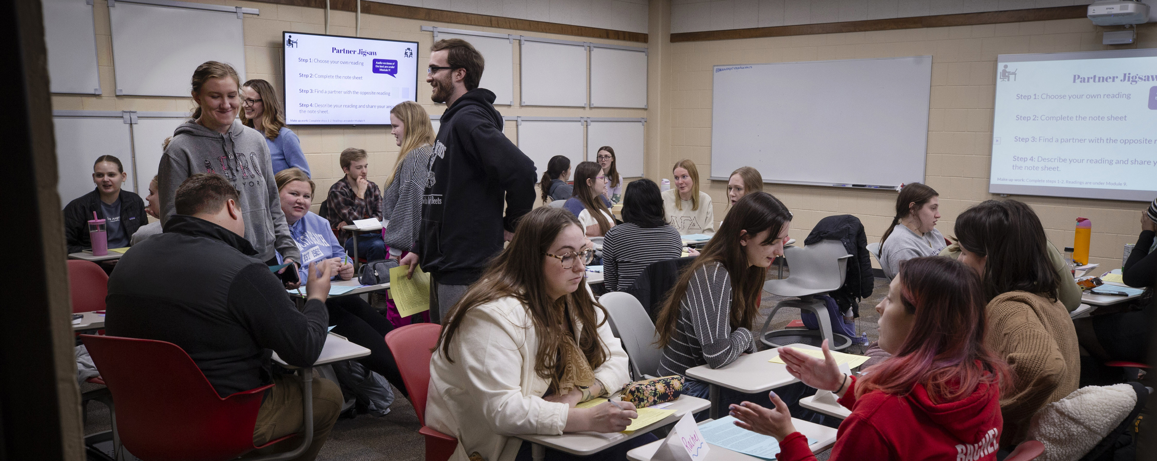 Students mingle in a special education class.