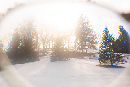 fogged glass on a snowy day photo