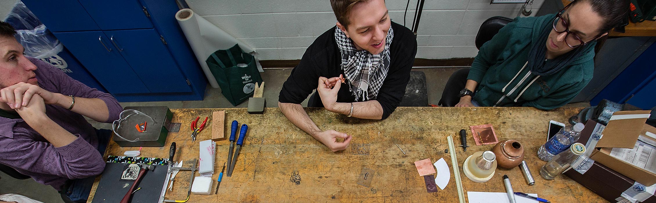 UW-Whitewater CAC students at an art table