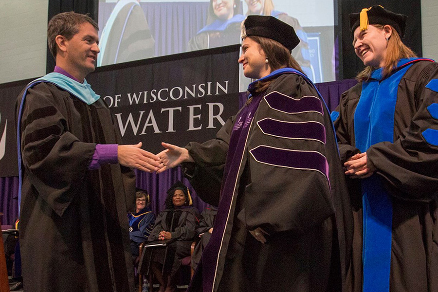 Shaking hands at graduation