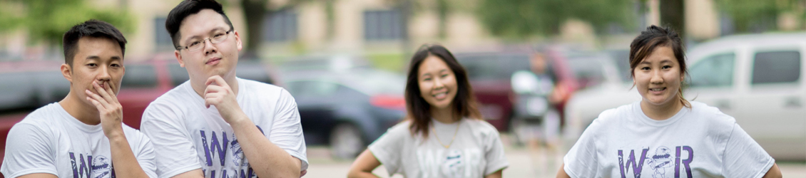 Students in white UWW shirts