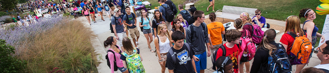 students gathering outside