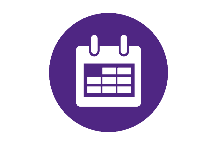 Purple icon of a calendar