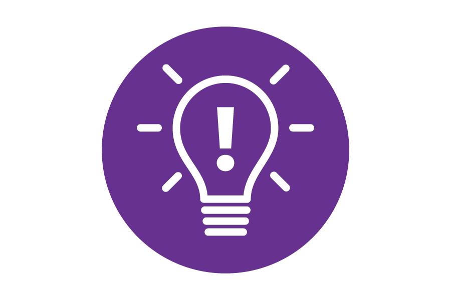 Graphic of a lightbulb on a purple background.