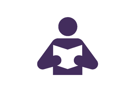 Person reading a book icon