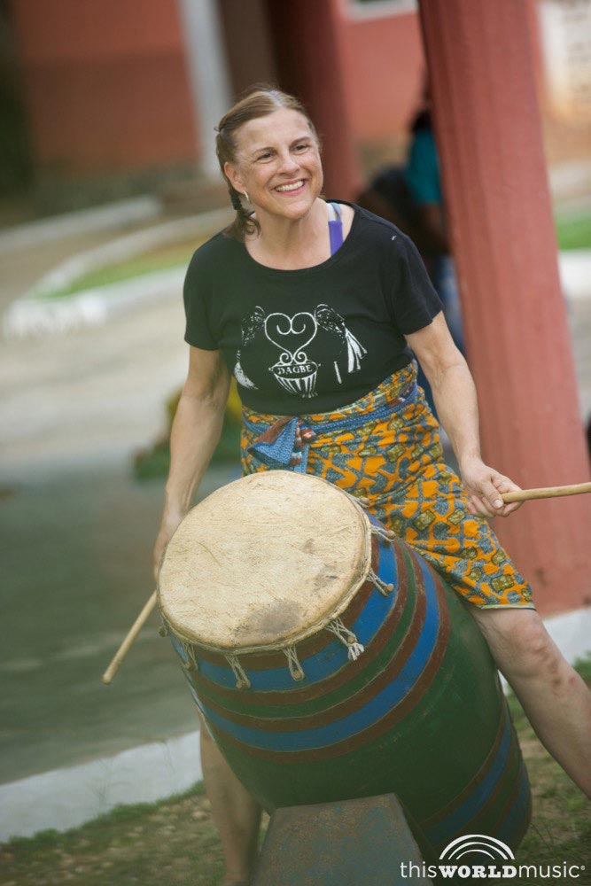 Christine drumming