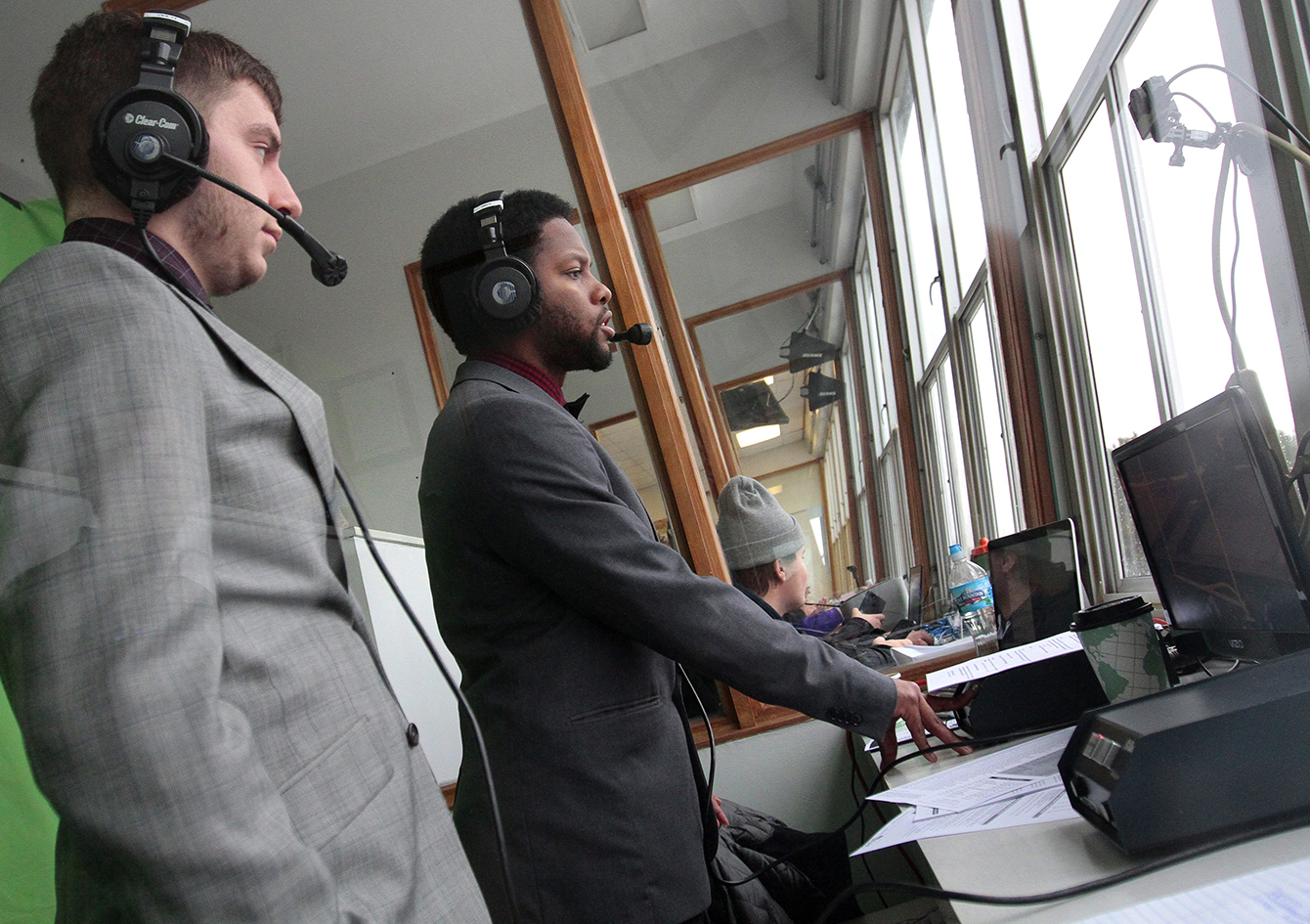 Conner Moore in the broadcast booth.