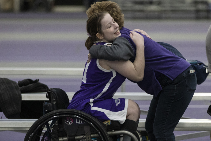 Hannah Smith hugs her mom.