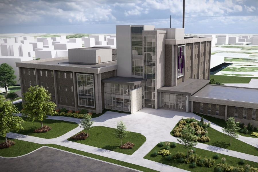 Exterior rendering of Winther at UW-Whitewater.