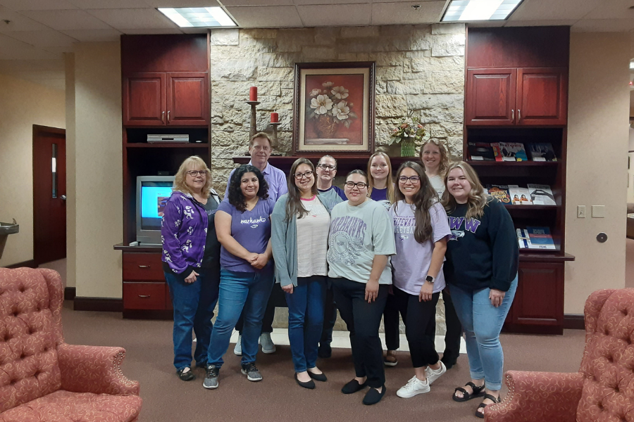 People pose for photo at the First Citizens State Bank.