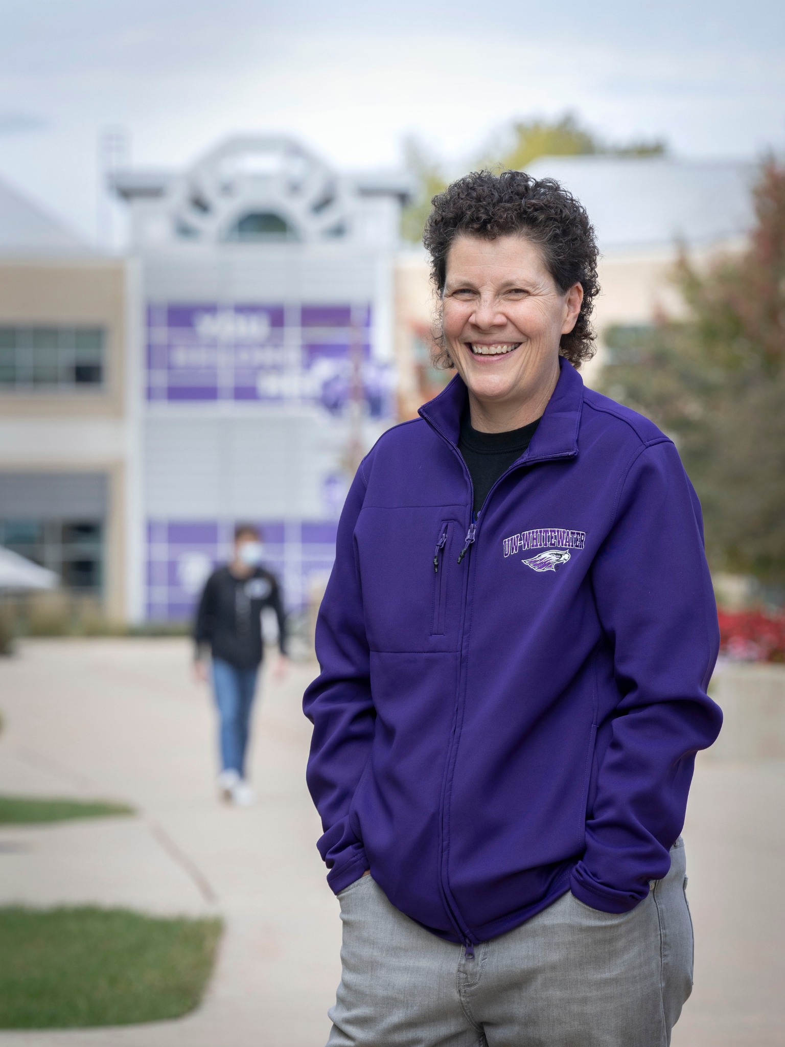 Alum Julie Anding, who gives back to the university with her expertise in education and business, is shown on the Whitewater campus on Oct. 14, 2025.