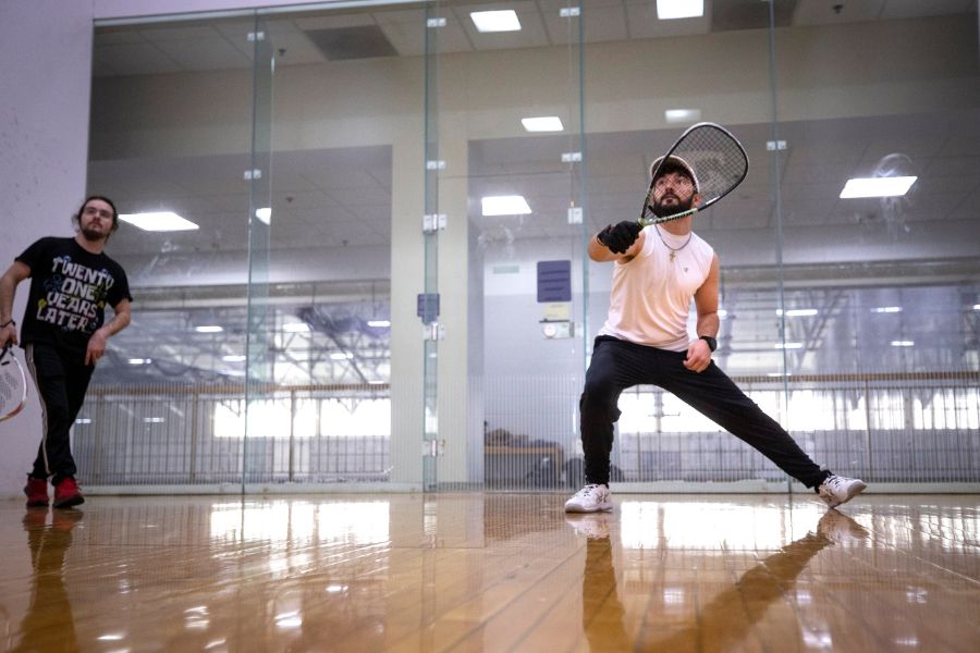 Joe plays racquetball. 