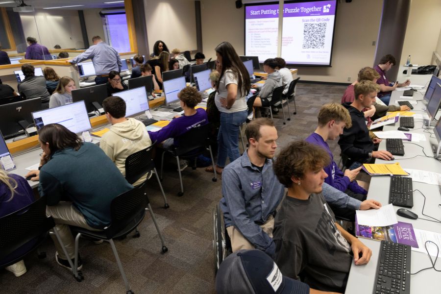 Students register for classes.