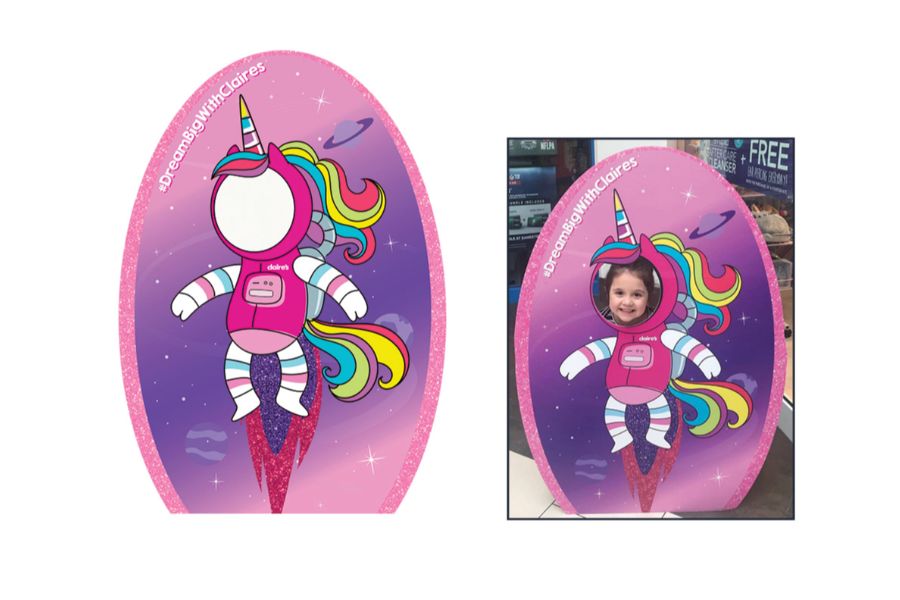 Cally Jacque&rsquo;s designs were used for in-store display signage and other brand materials for a seasonal campaign at Claire&rsquo;s, a national jewelry and cosmetics retailer. (Screen shot from callyjacque.com). 