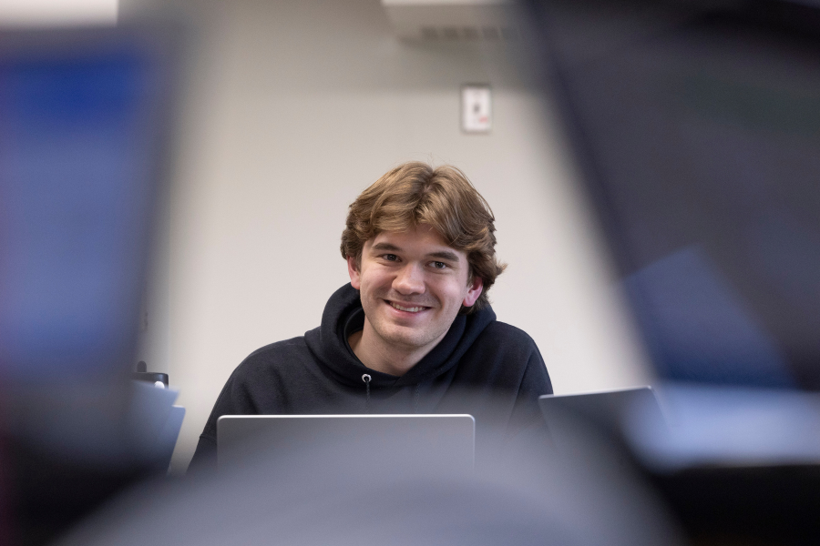 Photo of Chase Keller during a meeting.