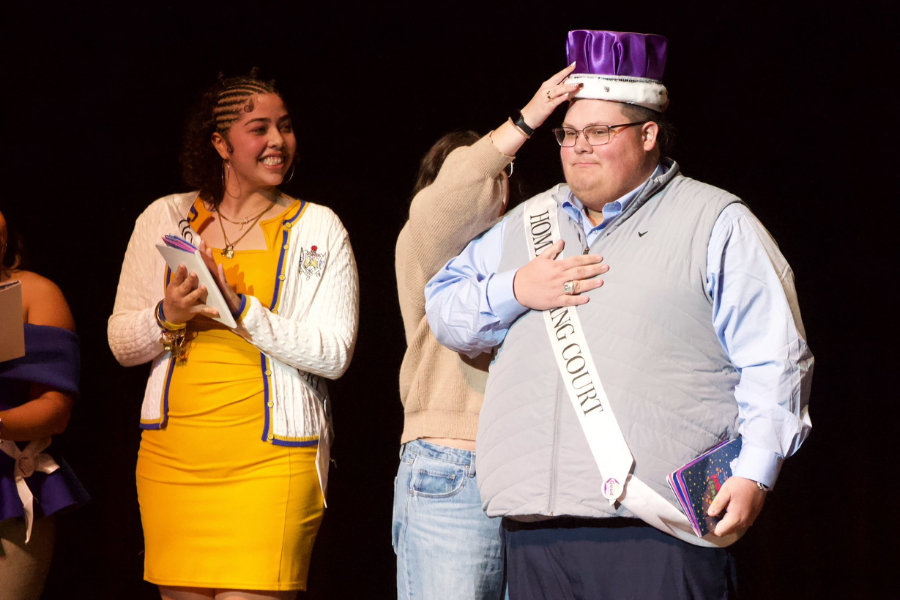 Student reacts to being crowned Homecoming Royalty.