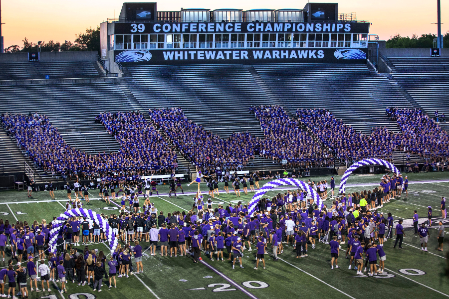 Students for the UWW at Perkins Stadium.