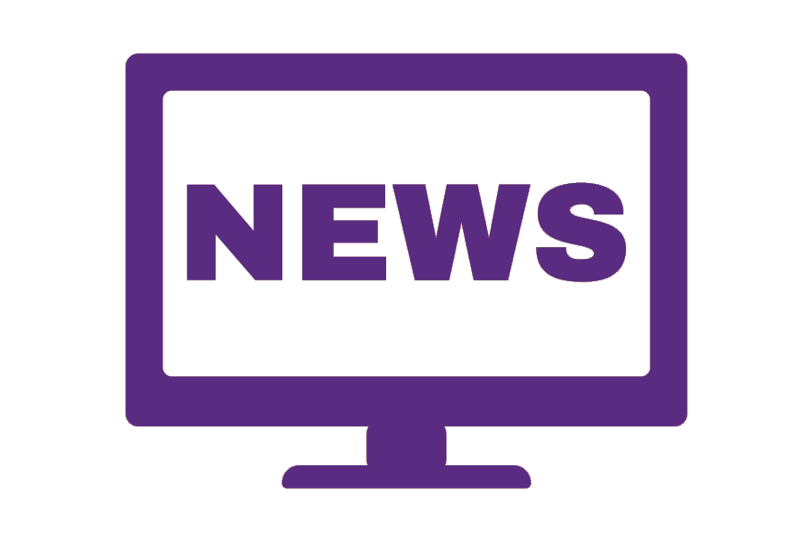 purple tv logo with news written in the middle