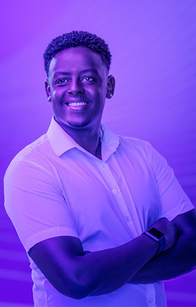 Student poses for UW-Whitewater College of Business and Economics online 