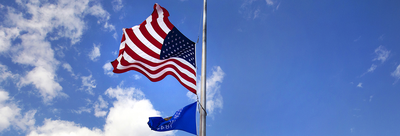 American flag flying