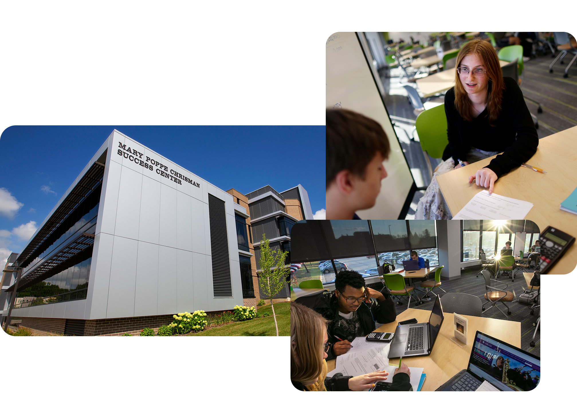 Collage of the Mary Phpe Chrisman center and tutors