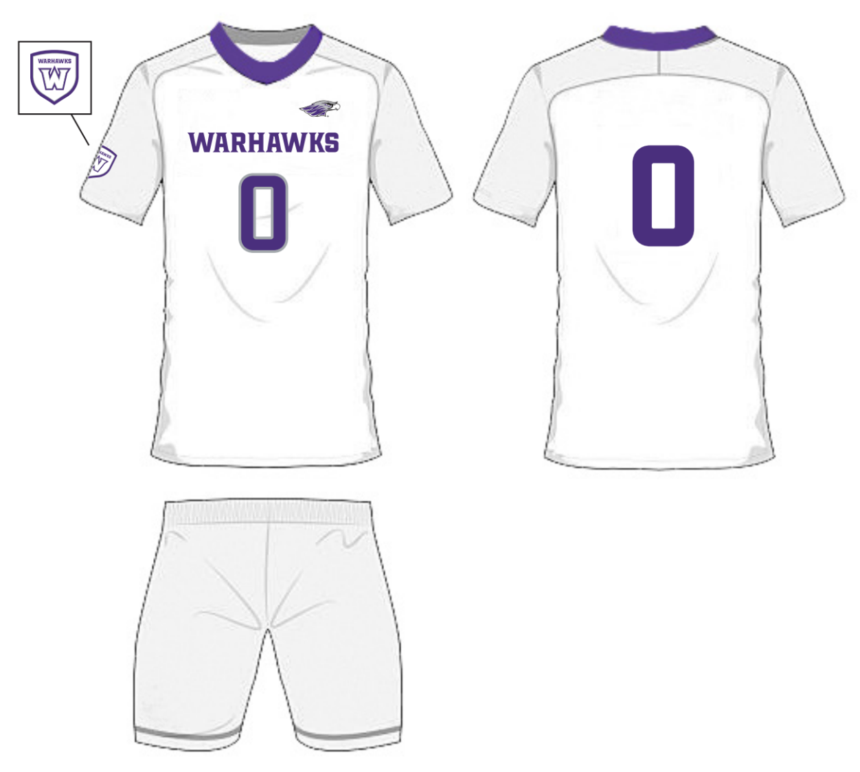 Graphic of Warhawks soccer uniform with lettermark on the sleeve.