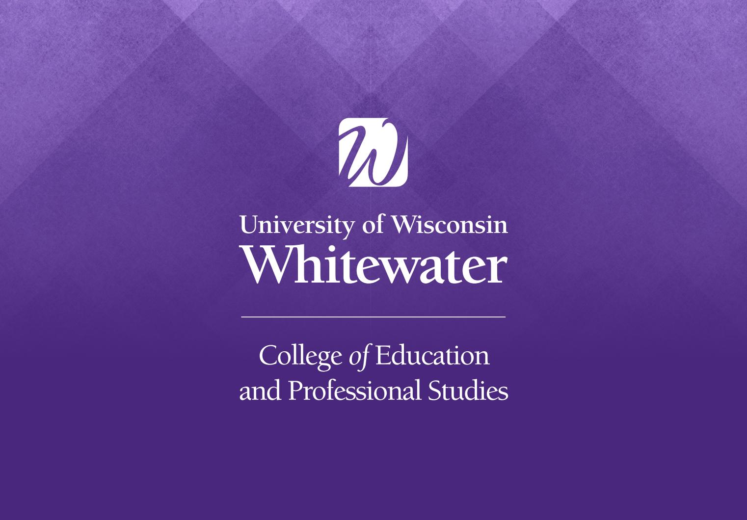 UW-Whitewater logo over purple background.